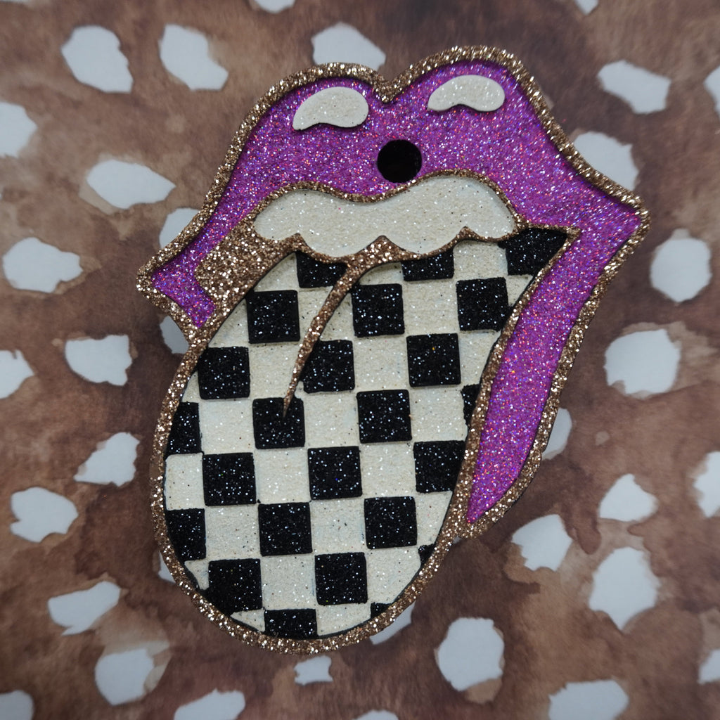 Pink Checkered Tongue -  Car Freshie